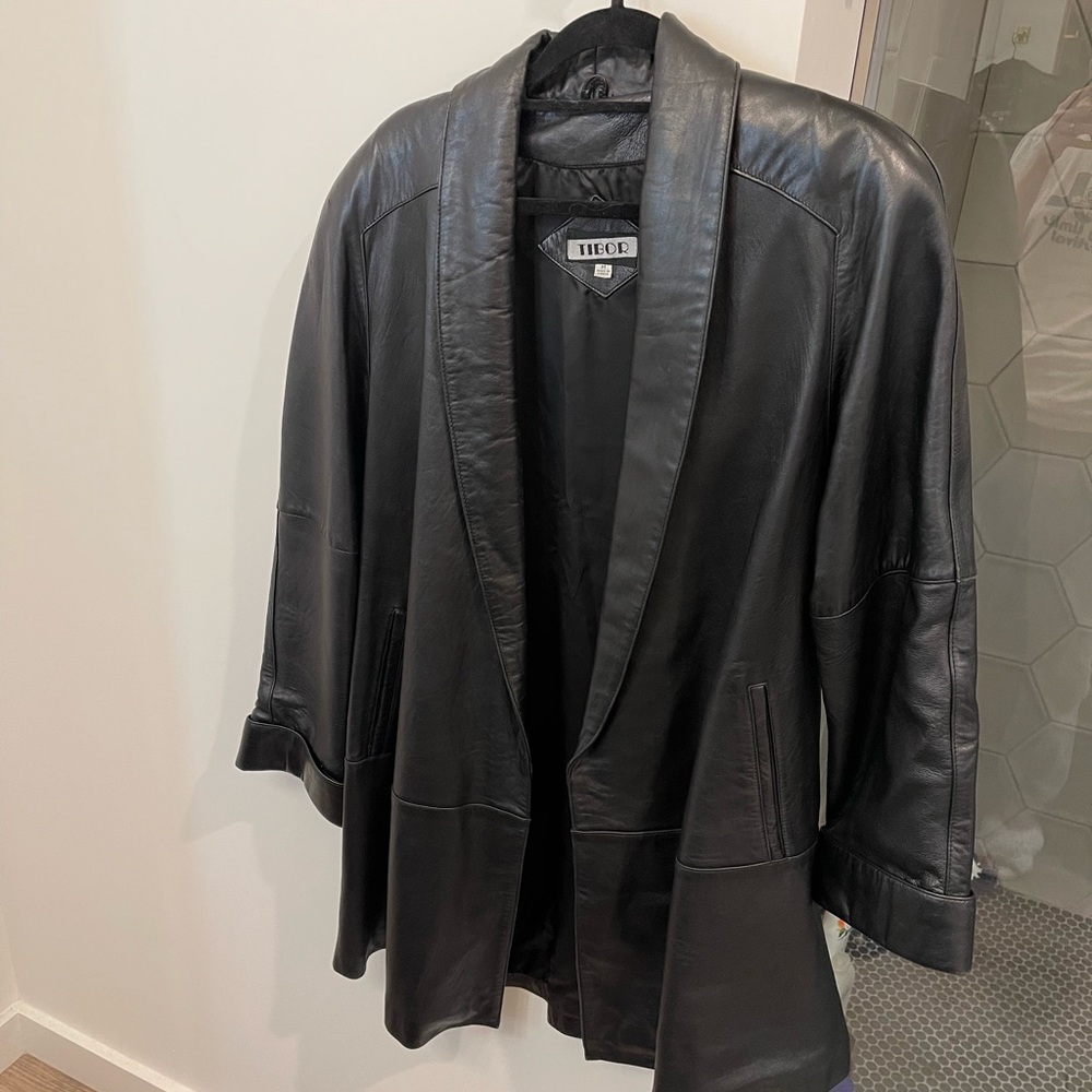 Vintage 80s Style Leather Trench Coat
